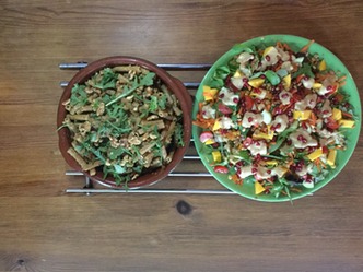 walnut pesto and salad